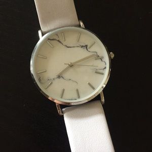 Marble face white strap watch. As new!